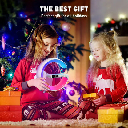 G shaped Lamp - Bluetooth Speaker- Wireless Charger &amp; Digital Clock