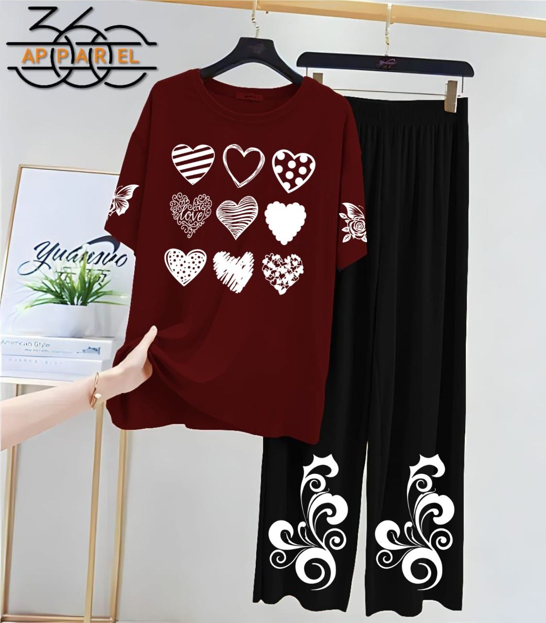 Brown&amp;Black Women Printed Night Suit Fabric Jersey